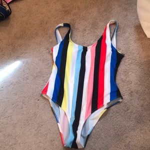 Striped one piece swimsuit